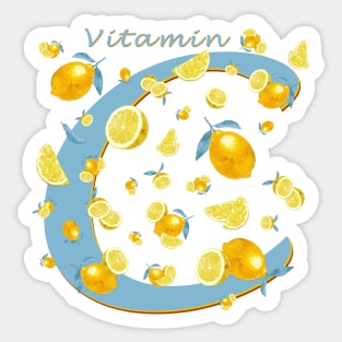 Vitamin C Lemons Pattern Sticker